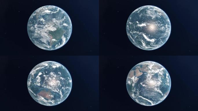 没有城市夜灯的现实地球循环-100% 照明