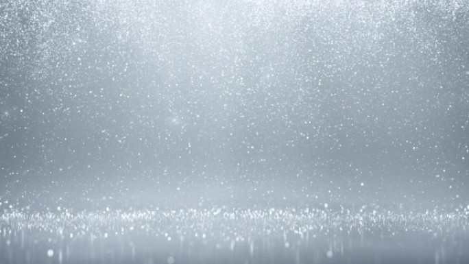 银色粒子下雨-明亮可循环背景动画-闪光、雪、五彩纸屑
