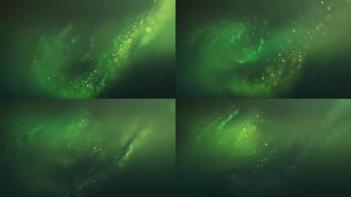 浅景深的美丽粒子-可循环，绿色版本-抽象背景动画