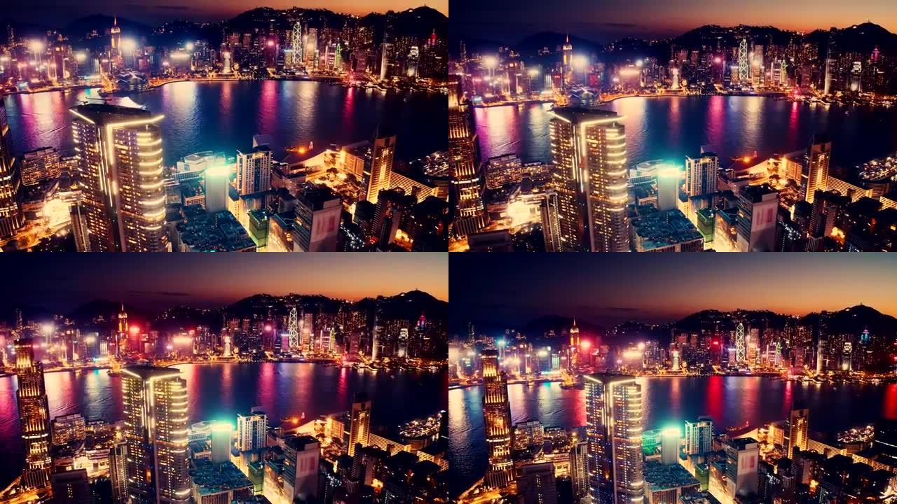 香港城市天际线的鸟瞰图