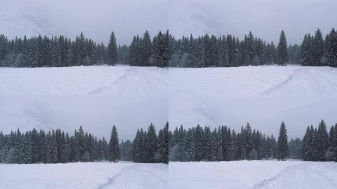 白雪皑皑的冬日雄伟的山谷