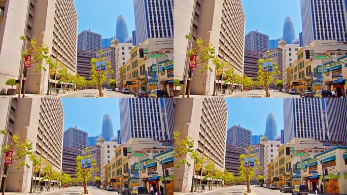 旧金山金融区。美国街头美国马路商圈