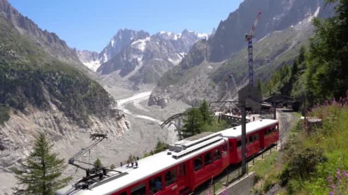 Montenvers火车到冰川，montenvers mer de glace，夏慕尼，法国