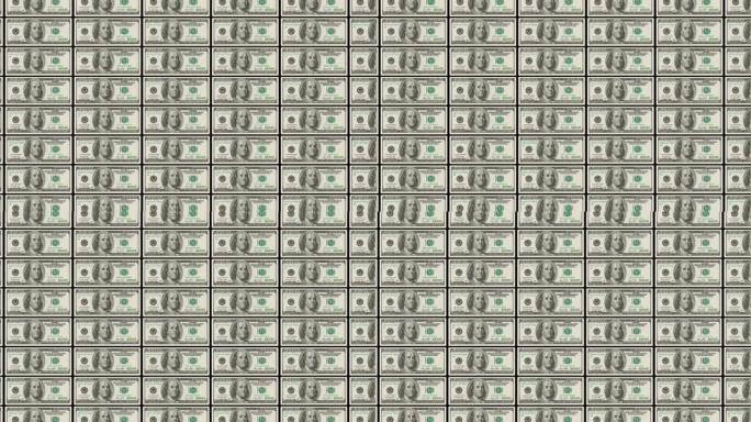 一百美元钞票循环4k，4k分辨率一百美元钞票动画，4k 100美元钞票动画，美元造币厂，新铸造纸币，