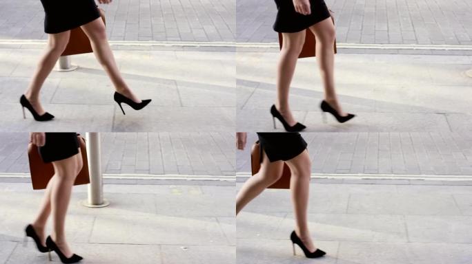 一名女商人步行上班的4k视频片段