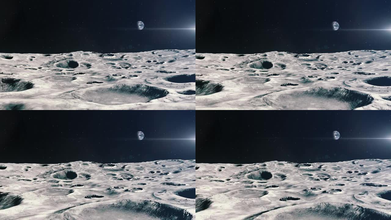 飞越月球上的陨石坑