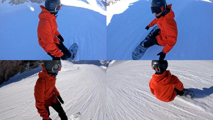 滑雪者冲下滑雪坡挑战危险刺激冬季运动会