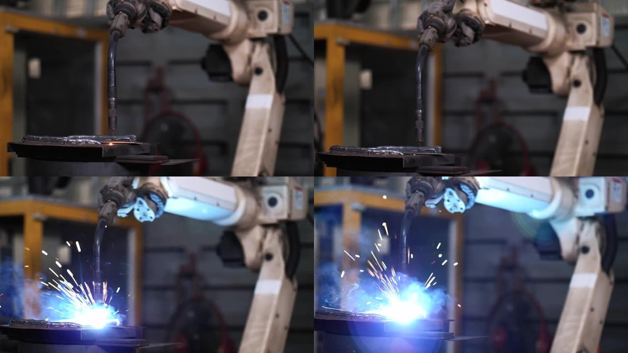 智能工业机器人手臂是数字化工厂生产技术的焊接试运行程序