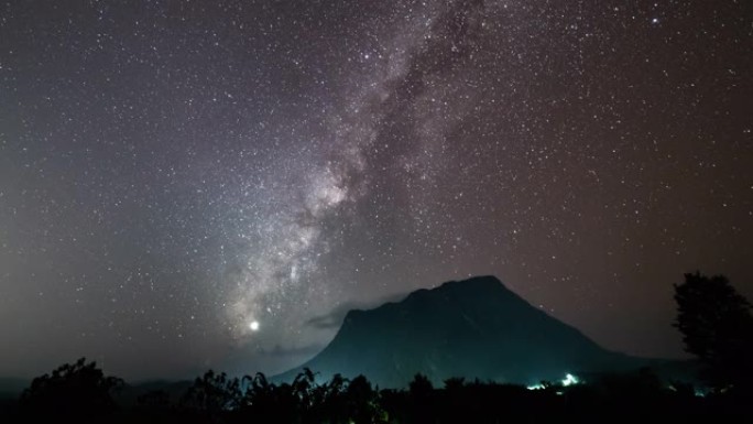 时间流逝银河系夜空星空斗转星移延时摄影