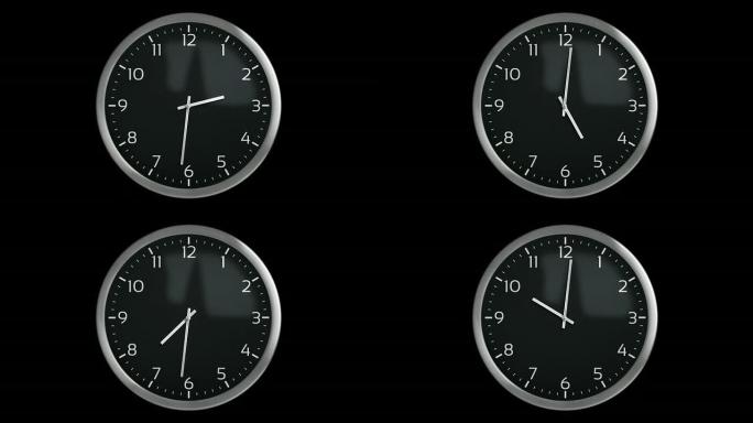 经典挂钟。每分钟1帧。可循环。黑色。