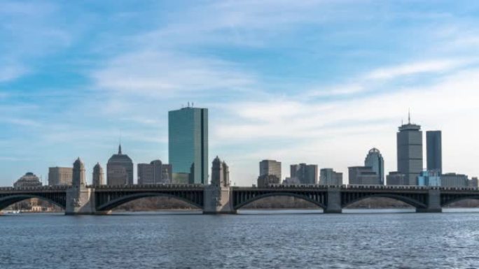 美国波士顿各种建筑、城市景观和历史名城的时间流逝，影像蒙太奇，商业和交通