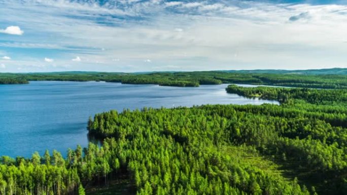 湖泊和森林的瑞典景观 -- 鸟瞰图