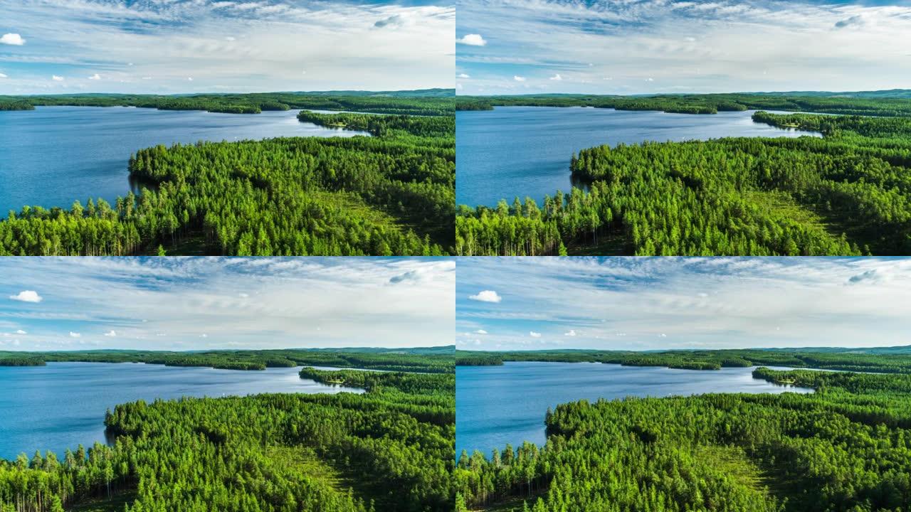 湖泊和森林的瑞典景观 -- 鸟瞰图