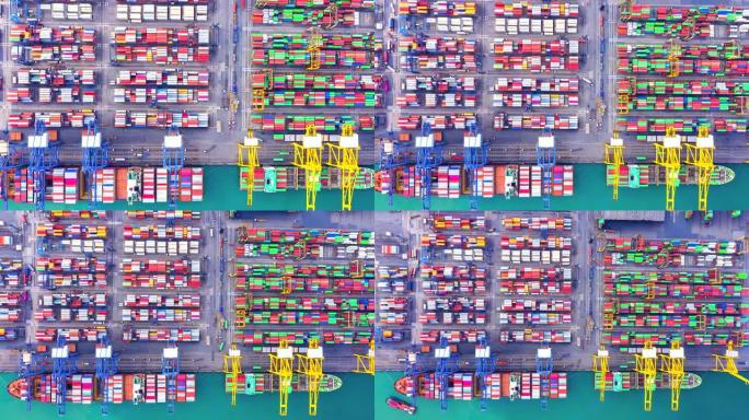 4K.延时工业港口，集装箱港口是航运的一部分
