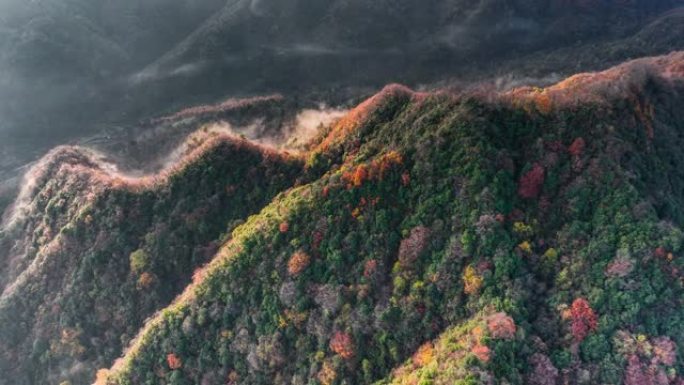 光雾山秋色缤纷秋天的山脉自然风光