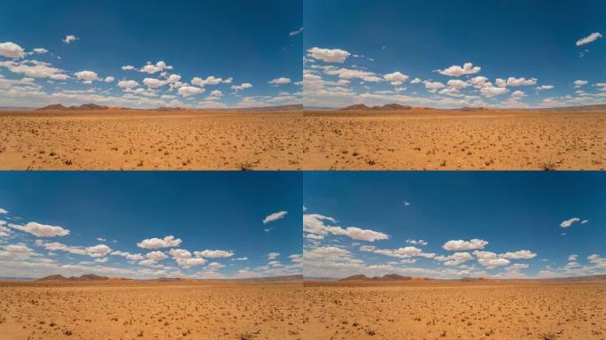 非洲纳米比亚阳光明媚的沙漠景观上的WS延时云层