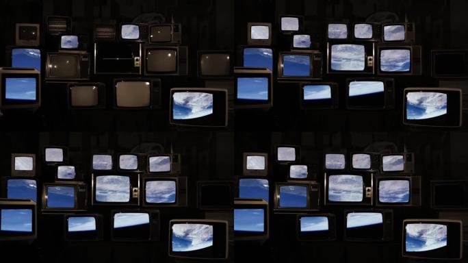 从太空中看到的西奈半岛，在许多80年代的电视上。