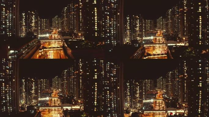 香港城市景观的黄昏到夜晚