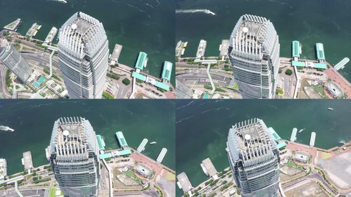 香港摩天大楼的无人机视图