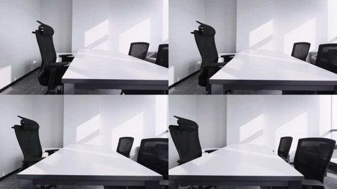 办公室内部会议室开会视频素材黑色凳子