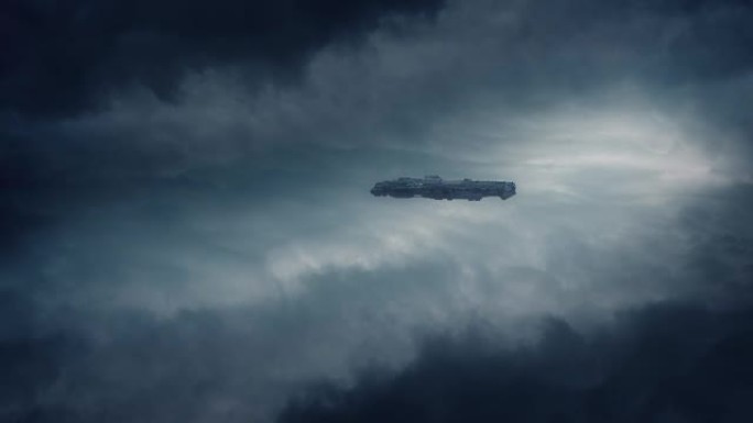 宇宙飞船在云中飞行