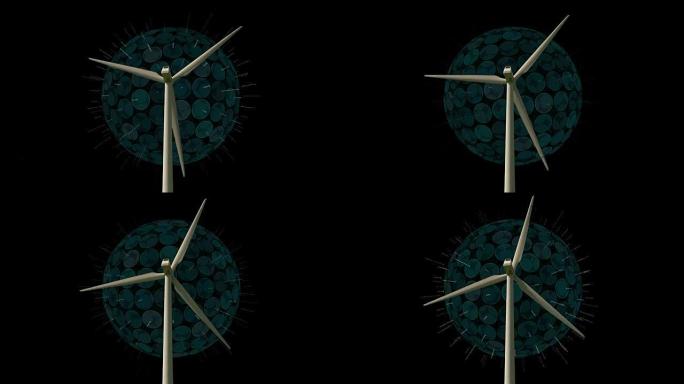 利用可再生能源，环境保护和现代技术生产电力的风力涡轮机