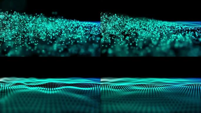 未来的4k分辨率数字粒子波抽象背景为商业、科学和技术
