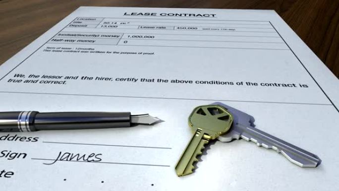 房子钥匙和笔签合同。