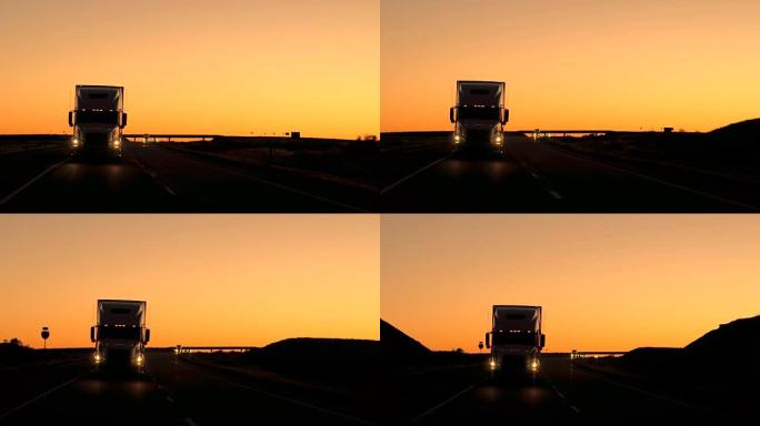 特写: 在华丽的黄昏，乡村地下通道州际公路上的交通繁忙