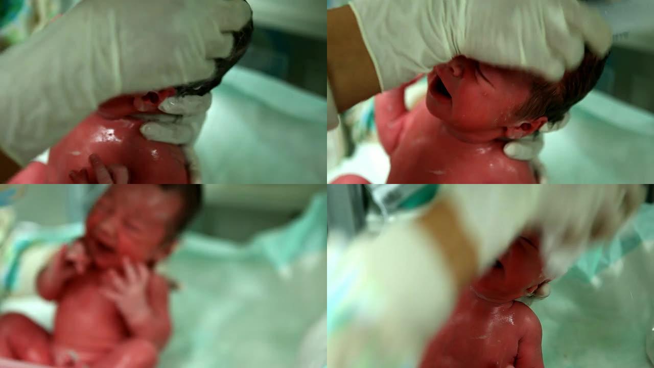 婴儿在医院的第一次沐浴- HD