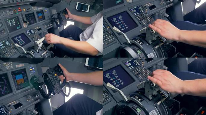 专业飞行员通过调节油门杆和控制轮来驾驶飞机