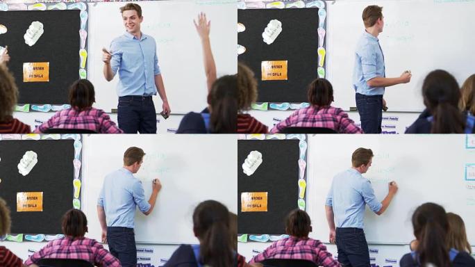 老师在小学课上使用白板