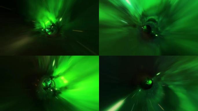 神奇的绿色虫洞-外太空飞行进入黑洞的扭曲