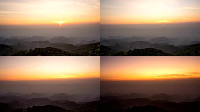 WS放大4k时间流逝山上的日出。