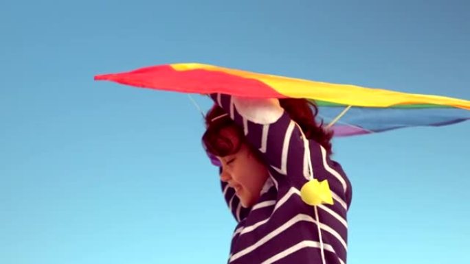 玩风筝的快乐孩子