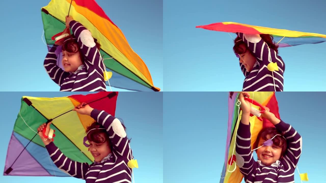 玩风筝的快乐孩子