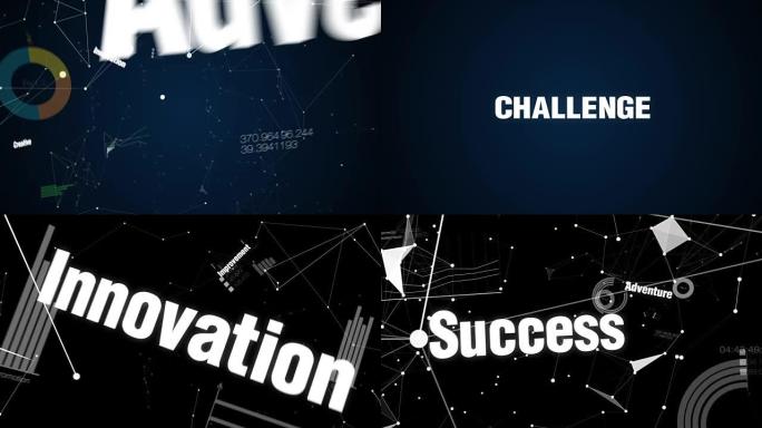 改进，创新，创意，冒险，成功，文字动画 '挑战'