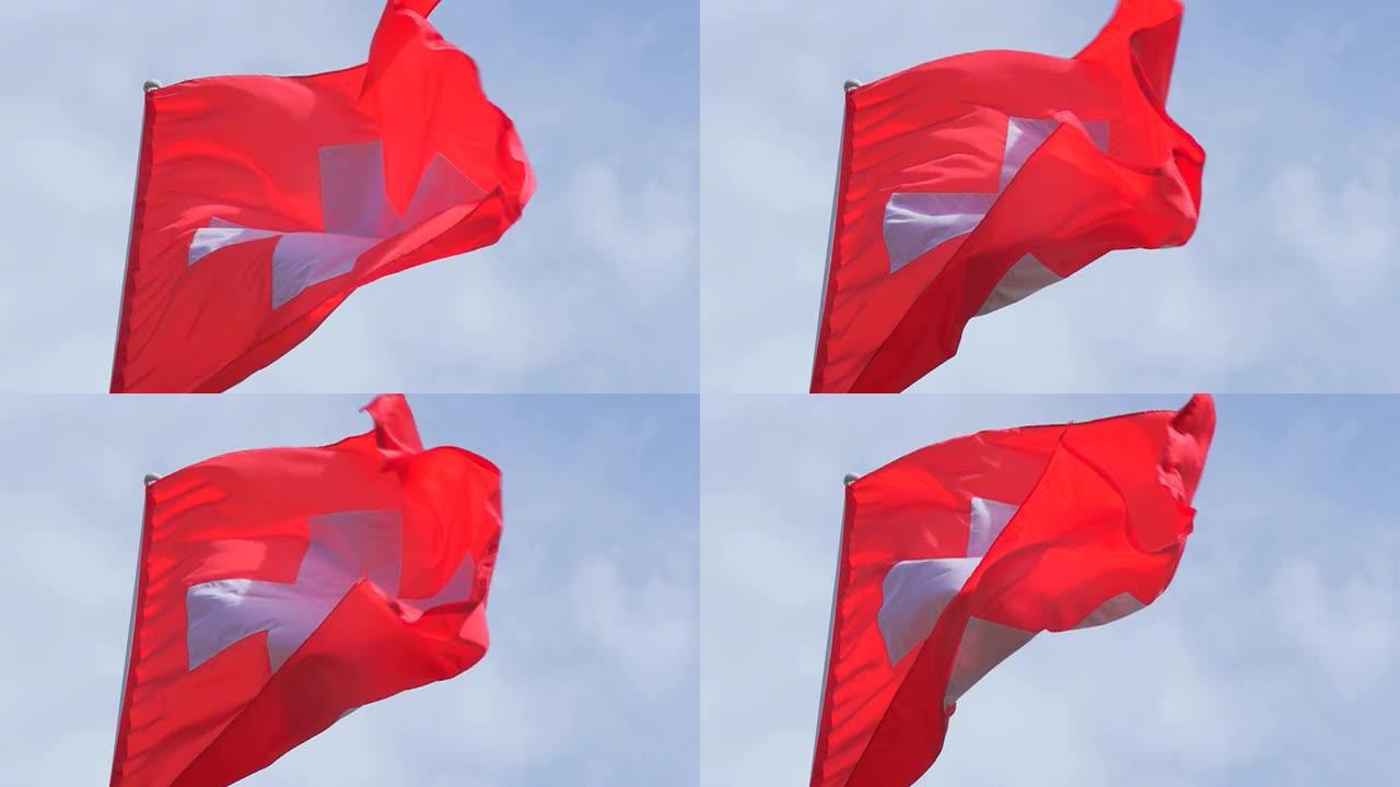 瑞士国旗:高清慢镜头