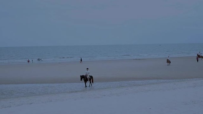 在泰国海滩上骑马