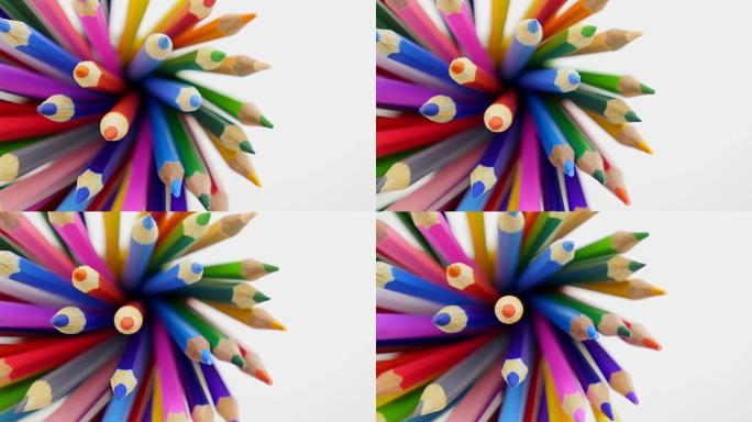 彩色铅笔的顶部。
