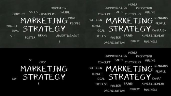 在黑板上写下 “营销战略” 的概念。