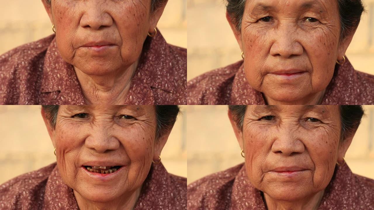 亚洲资深女性特写外国人老人泰国