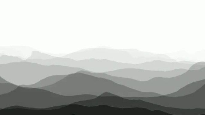 软山山脊黑色透明-白色背景（无缝循环）