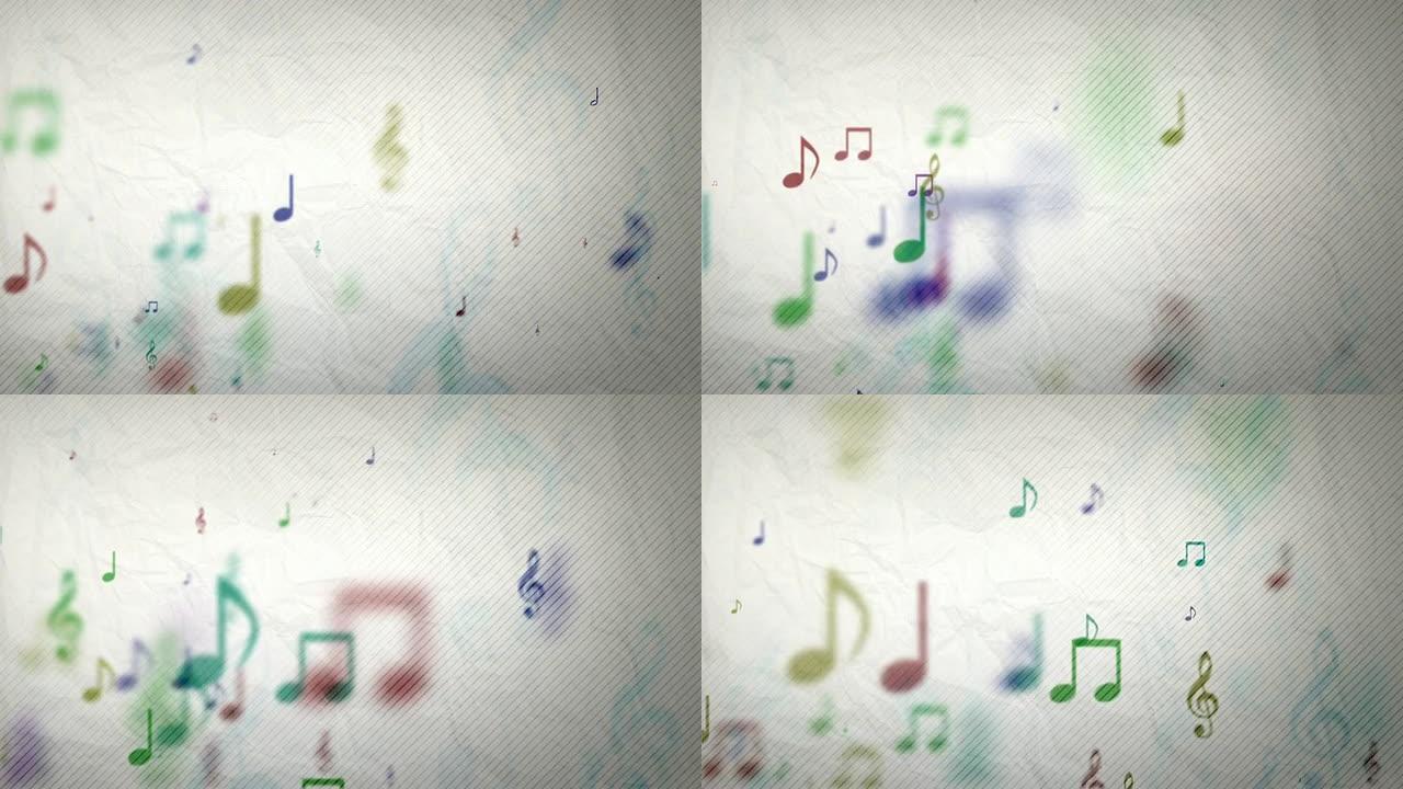 纹理背景循环-音乐音符彩虹(全高清视频)