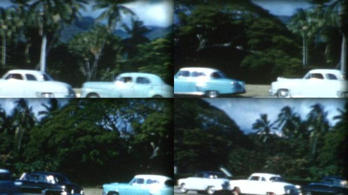 停放的汽车1950年代的夏威夷
