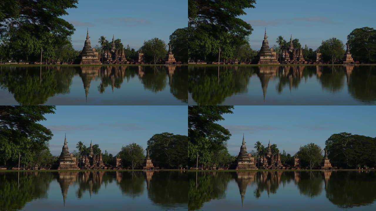 4k延时摄影，白天素可泰的马哈塔寺。