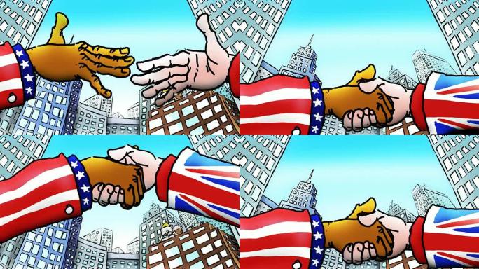 美国人和英国人握手