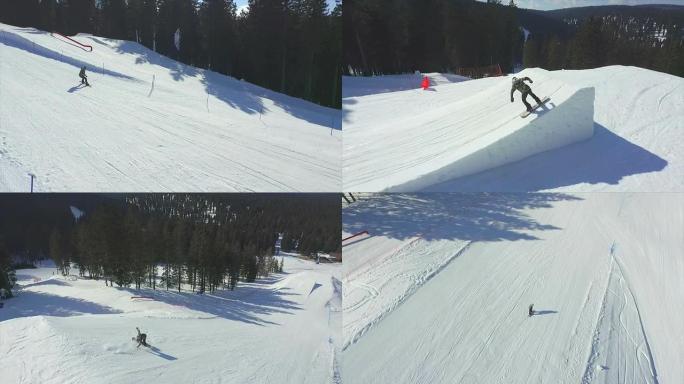 空中: 在单板滑雪跳高空中飞行