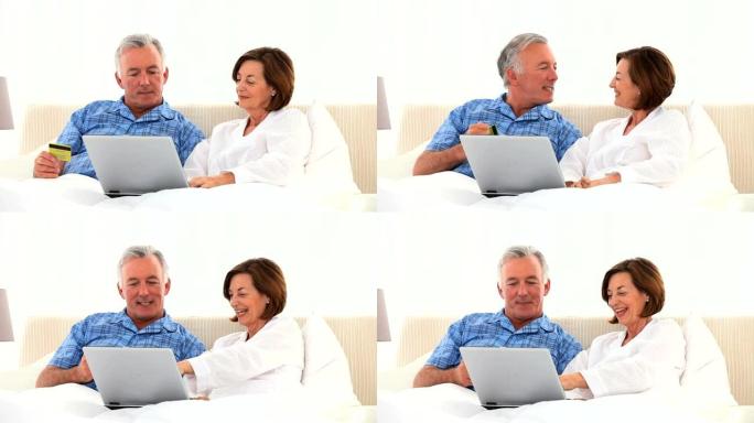 退休夫妇在互联网上使用信用卡