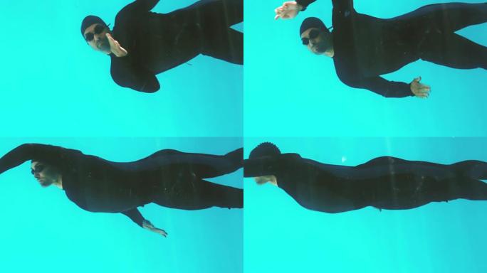 运动员在水下游泳